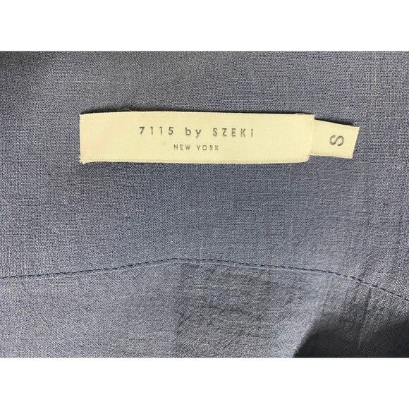 7115 BY SZEKI Mechanic Blue Linen Gauze Short Sleeve Jumpsuit US SMALL - Picture 11 of 11